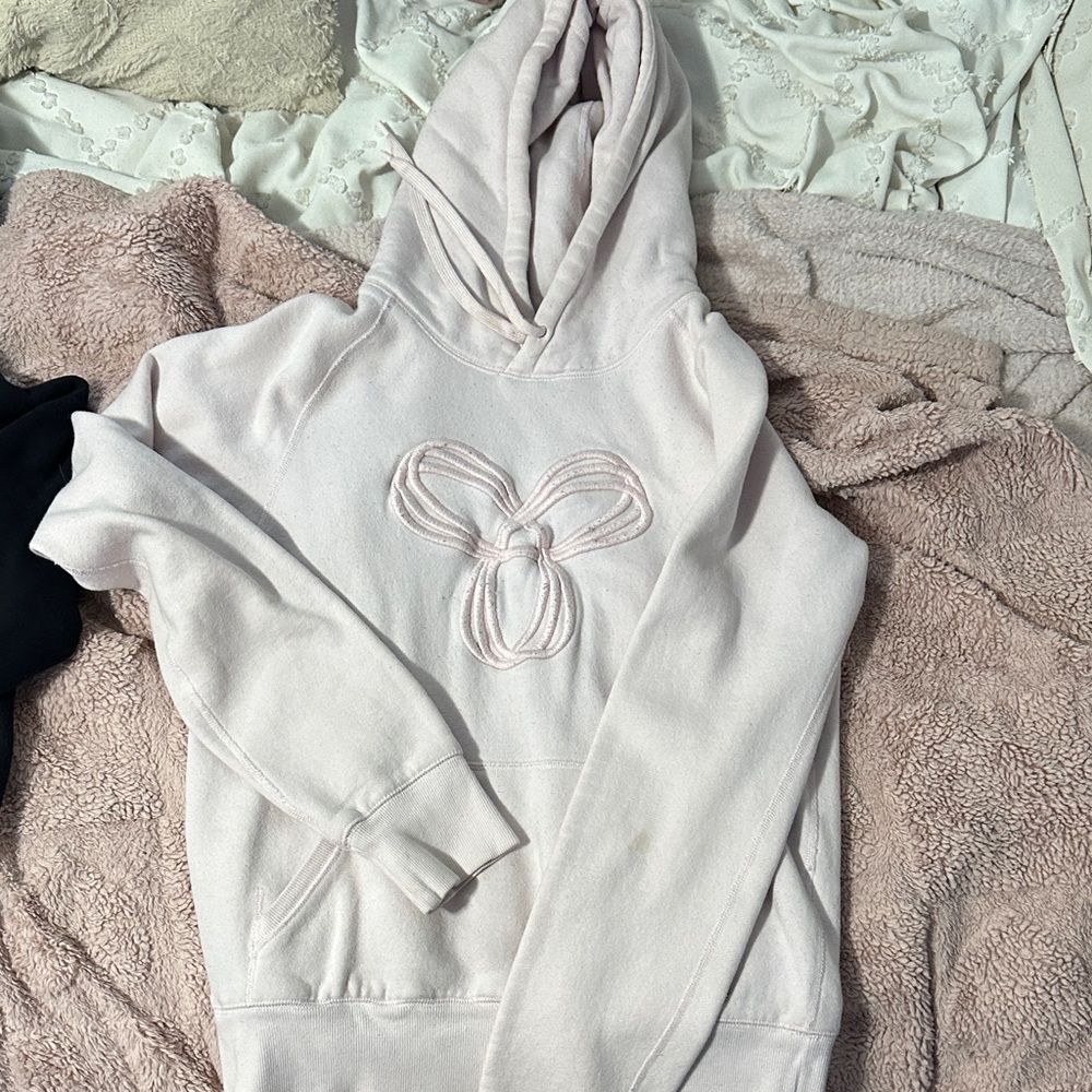 Women's Cream Hoodie with Embroidered Design